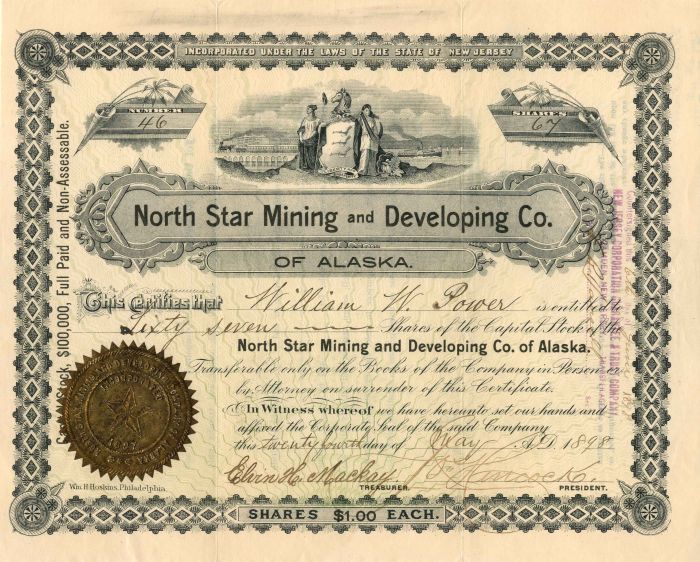 North Star Mining and Developing Co. - Stock Certificate