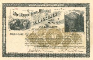 Upper San Miguel Gold and Silver Mining Co. - Stock Certificate