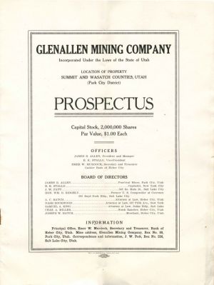 Glenallen Mining Co. - Stock Certificate