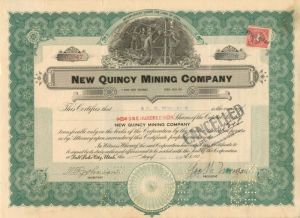 New Quincy Mining Co. - Stock Certificate