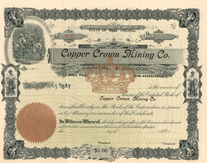Copper Crown Mining Co. - Stock Certificate