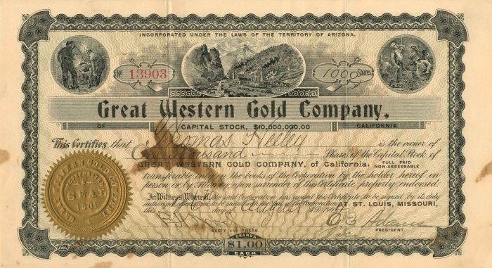 Great Western Gold Co. - Stock Certificate