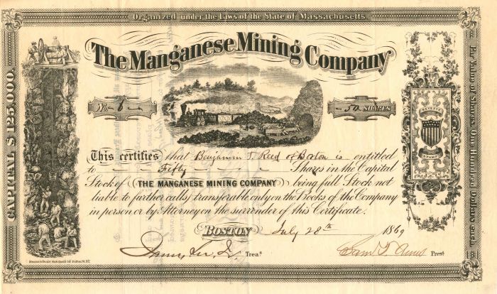 Manganese Mining Co. - Stock Certificate