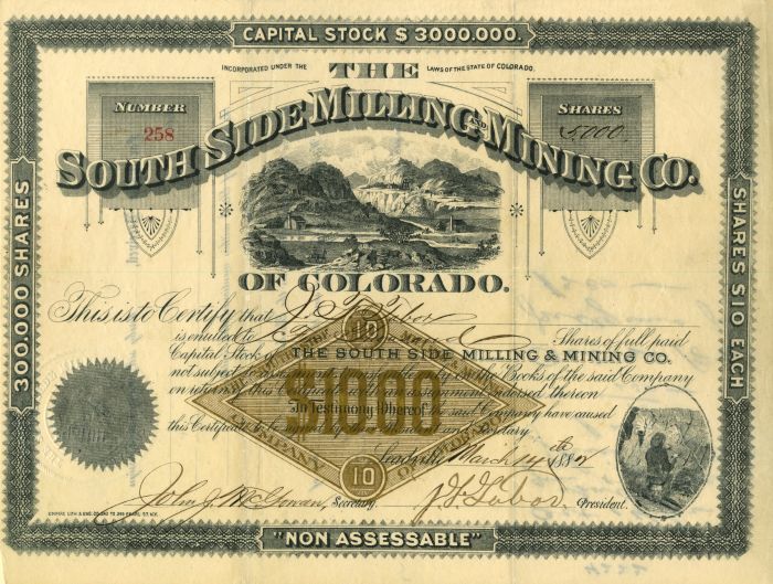 South Side Milling and Mining Co. - Stock Certificate