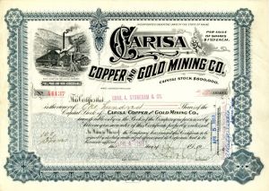Carisa Copper and Gold Mining Co. - Stock Certificate
