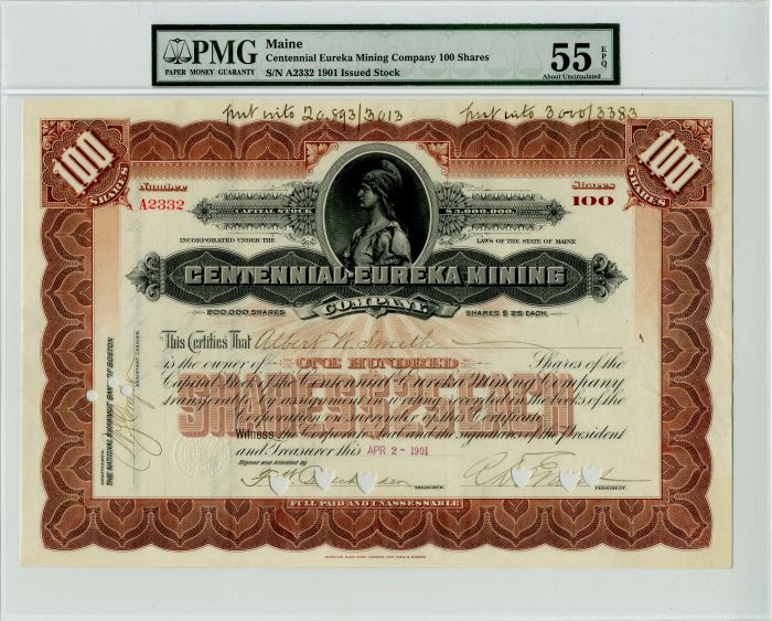 Centennial-Eureka Mining Co. - Stock Certificate