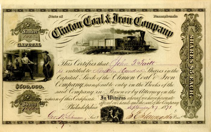 Clinton Coal and Iron Co. - Stock Certificate