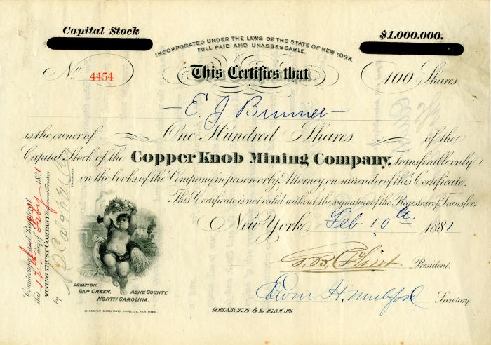 Copper Knob Mining Co. - Stock Certificate