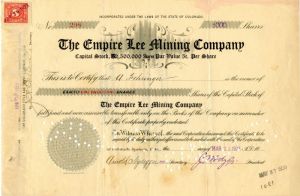 Empire Lee Mining Co. - Stock Certificate