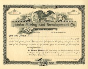 Jumbo Mining and Development Co. - Stock Certificate