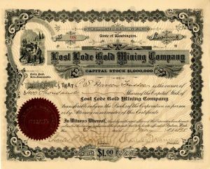 Lost Lode Gold Mining Co. - Stock Certificate