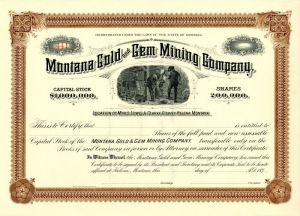 Montana Gold and Gem Mining Co. - Stock Certificate