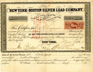 New York and Boston Silver Lead Co. - Stock Certificate