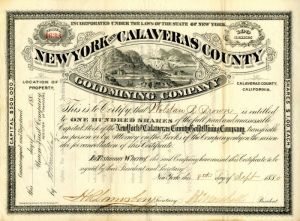 New York and Calaveras County Gold Mining Co. - Stock Certificate