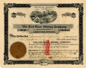 Red Bear Mining Co. - Stock Certificate