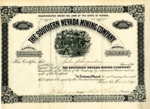 Southern Nevada Mining Co. - Stock Certificate