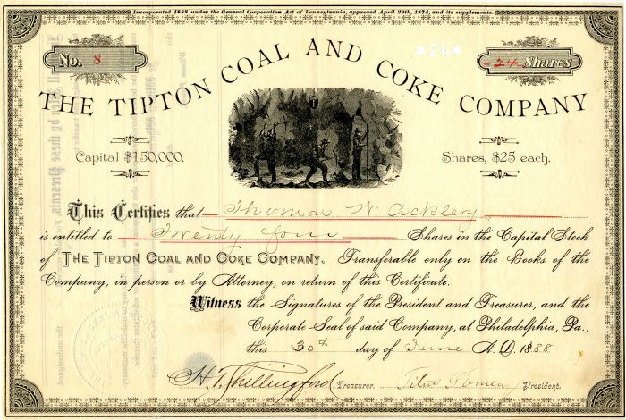 Tipton Coal and Coke Co. - Stock Certificate