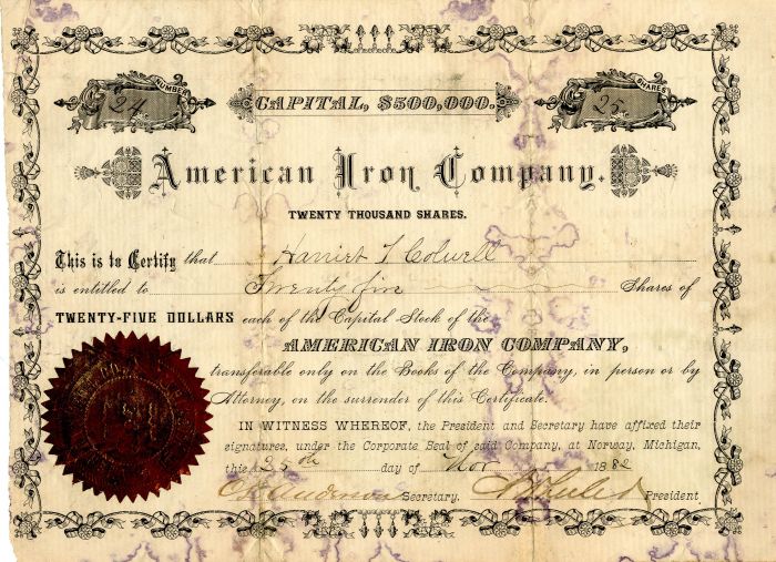 American Iron Co. - Stock Certificate