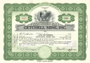 Getchell Mine, Inc. - Stock Certificate