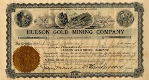 Hudson Gold Mining Co. - Stock Certificate