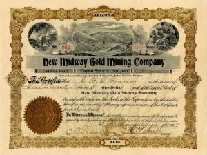 New Midway Gold Mining Co. - Stock Certificate