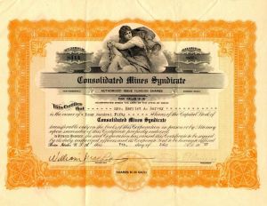 Consolidated Mines Syndicate - Idaho Mining Stock Certificate