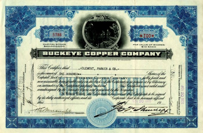 Buckeye Copper Co. - Stock Certificate