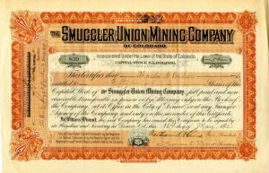 Smuggler Union Mining Co. of Colorado - Stock Certificate