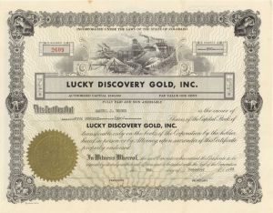 Lucky Discovery Gold, Inc. - 1933-1935 dated Stock Certificate