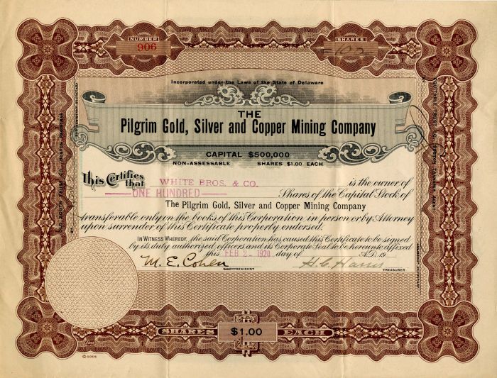 Pilgrim Gold, Silver and Copper Mining Co.