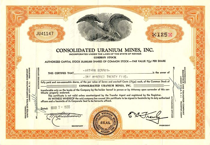 Consolidated Uranium Mines, Inc.