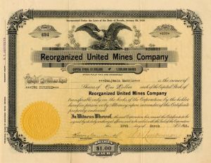 Reorganized United Mines Co. - Stock Certificate