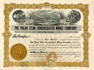 Polar Star Consolidated Mines Co. - Mining Stock Certificate