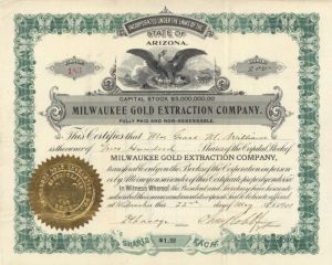 Milwaukee Gold Extraction Co. - Stock Certificate