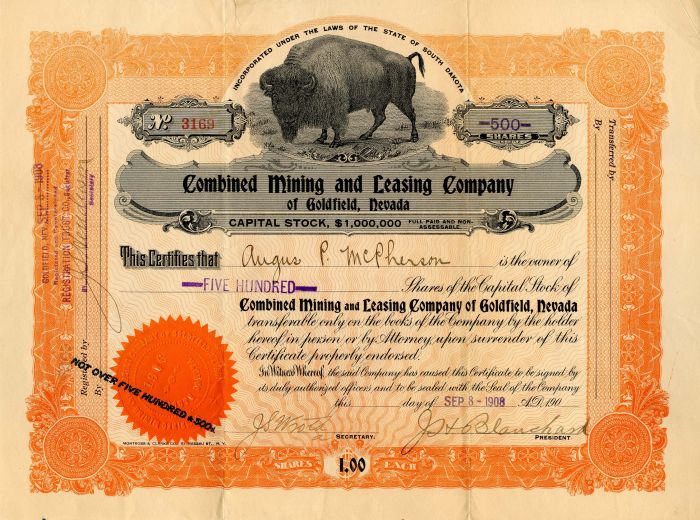Combined Mining and Leasing Co. of Goldfield, Nevada
