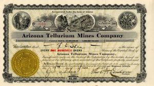 Arizona Tellurium Mines Co. - Stock Certificate