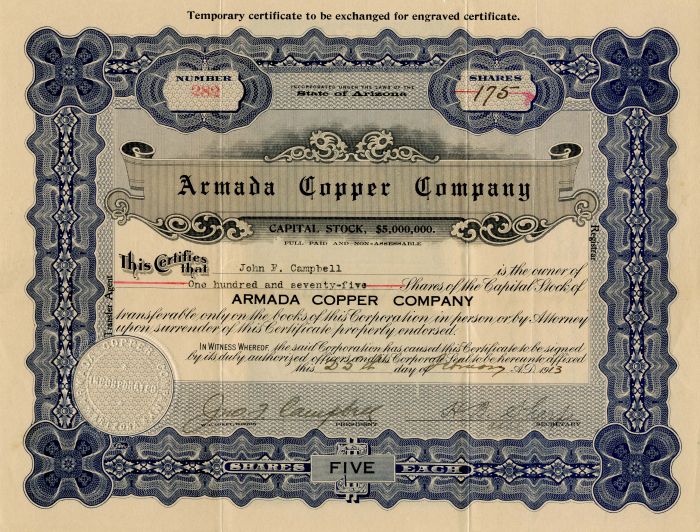 Armada Copper Co. - Stock Certificate