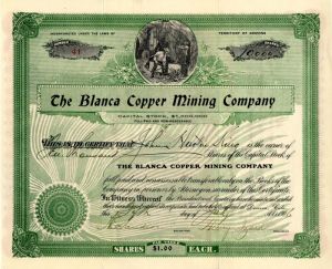 Blanca Copper Mining Co. - Stock Certificate