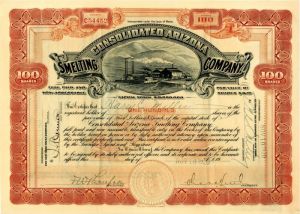 Consolidated Arizona Smelting Co. - Stock Certificate