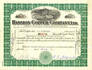 Hammon Copper Co., Ltd. - Stock Certificate