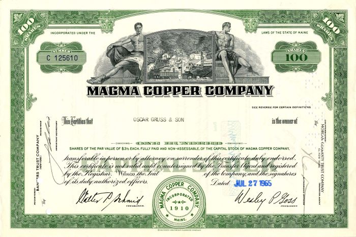 Magma Copper Co. - Stock Certificate