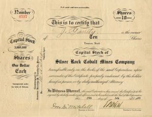 Silver Rock Cobalt Mines Co. - Stock Certificate