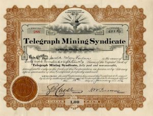Telegraph Mining Syndicate - Stock Certificate
