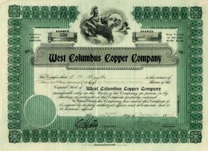 West Columbus Copper Co. - Stock Certificate