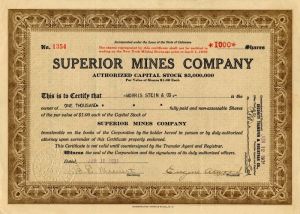 Superior Mines Co. - Stock Certificate