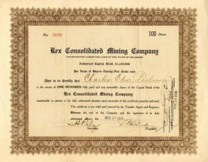 Rex Consolidated Mining Co. - Stock Certificate