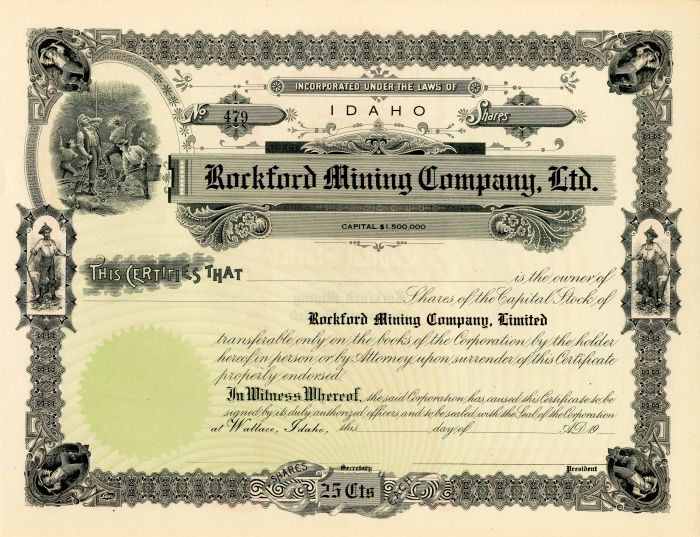 Rockford Mining Co., Ltd. - Stock Certificate
