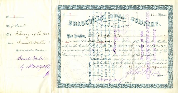 Braceville Coal Co. - Stock Certificate