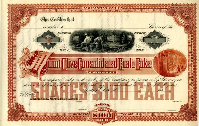 Mount Olive Consolidated Coal and Coke Co. - Stock Certificate