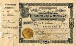 Central Coal and Mining Co. - Stock Certificate